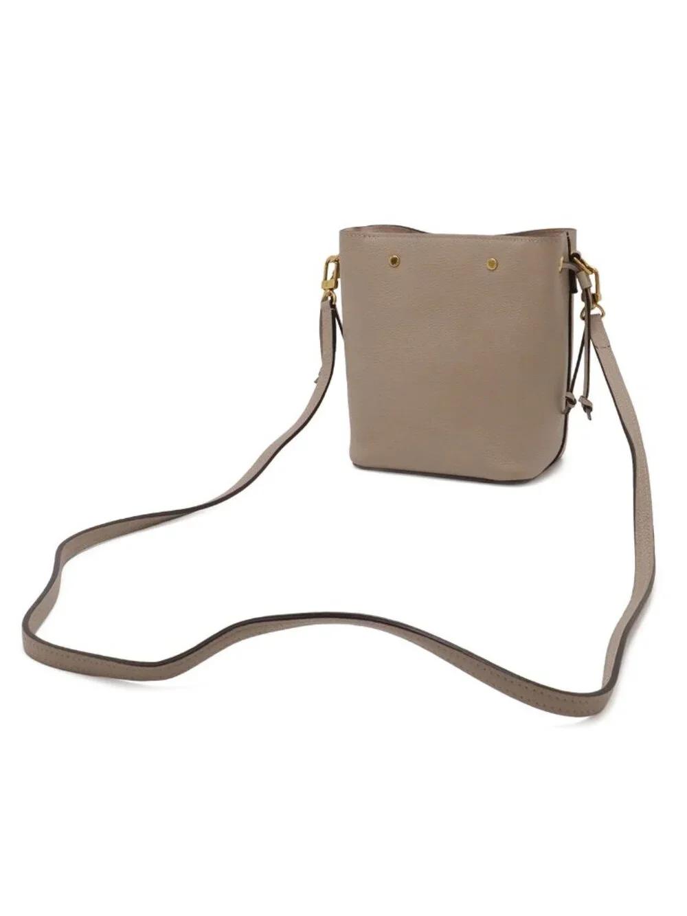 Louis Vuitton Nano Lockme Bucket Mini Shoulder Bag Drawstring Leather Beige Gold